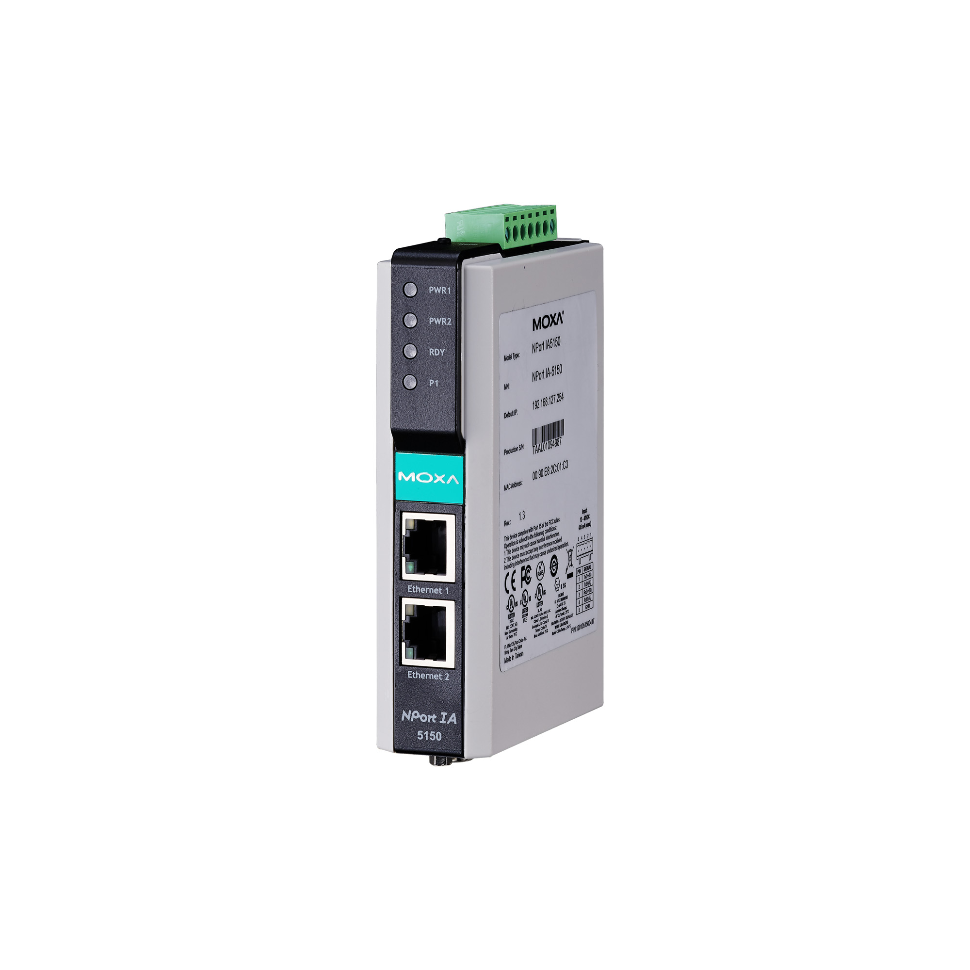

Преобразователь MOXA NPORT IA-5250, 2-порта RS-232/422/485 в Ethernet, серебристый/черный, NPORT IA-5250