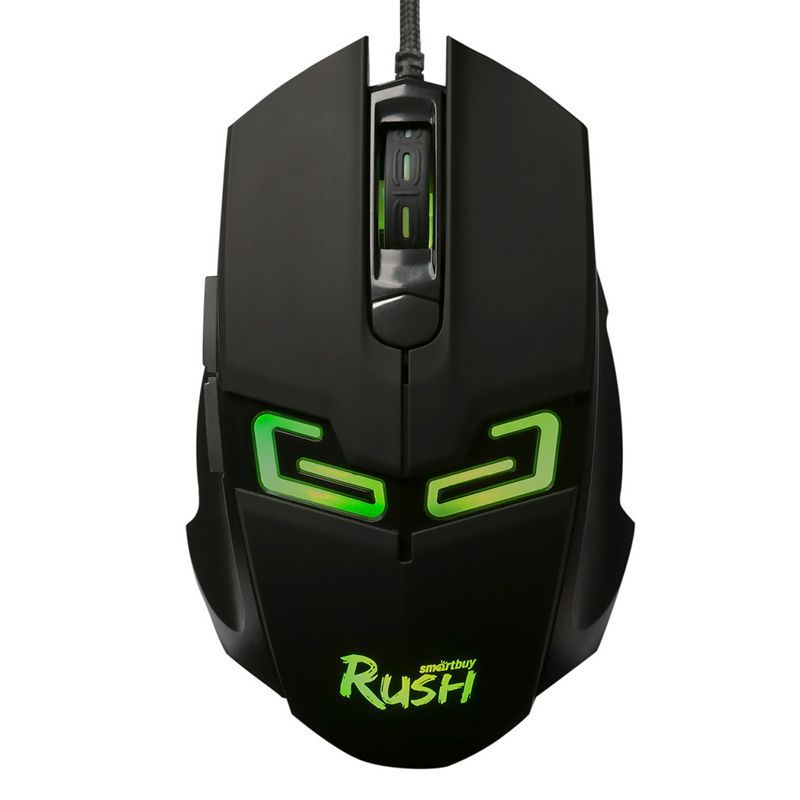

Мышь проводная SmartBuy RUSH Storm, 3200dpi, оптическая светодиодная, USB, черный/зеленый (SBM-916G-K), RUSH Storm