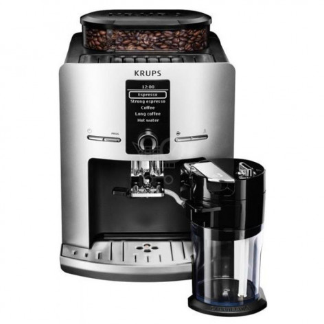 

Кофемашина автоматическая Krups Latt' Express ESPRESSERIA EA829E, зерновой / молотый, 1.7л, автоматический капучинатор, металлические жернова, дисплей, серебристый/черный, 1450Вт (EA829E10), ESPRESSERIA EA829E