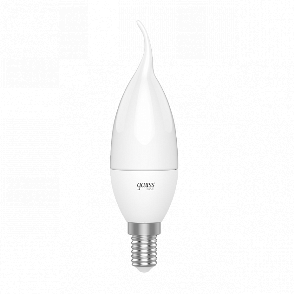 Лампа светодиодная E14 свеча на ветру, 5.5Вт, 3000K / теплый свет, 400лм, Gauss Basic (1034116)