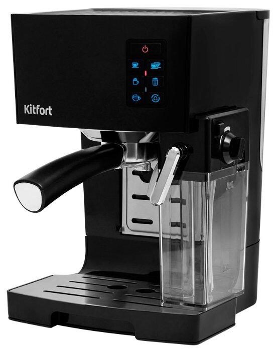 

Кофеварка рожковая Kitfort KT-743, молотый, 1.4л, автоматический капучинатор, черный, 1400Вт, КТ-743