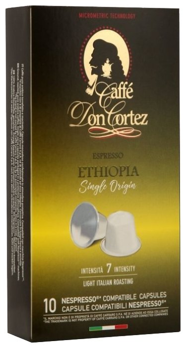 

Капсулы кофе/эспрессо Don Cortez Ethiopia, 10 порций/10 капсул, Nespresso, Ethiopia