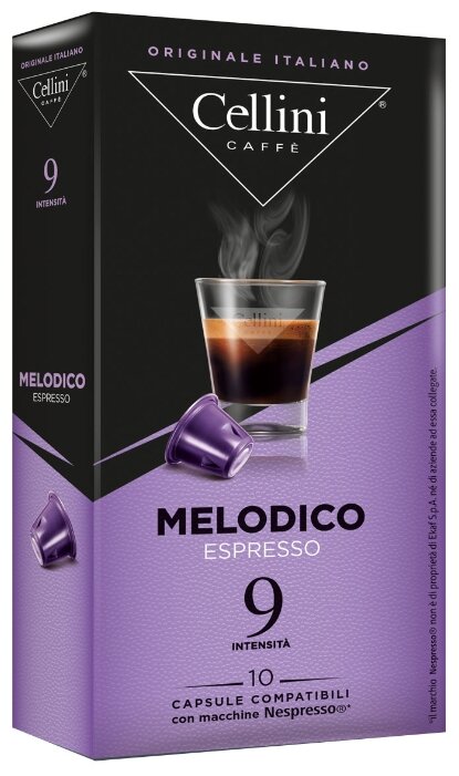 

Капсулы кофе/эспрессо Cellini Melodico, 10 порций/10 капсул, Nespresso Original, Melodico