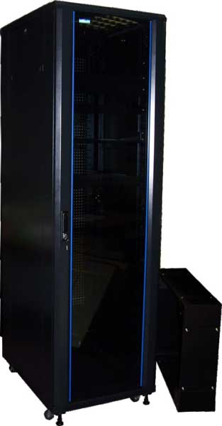 Шкаф телекоммуникационный напольный 18U 600x800 мм, стекло/металл, черный, разборный, TWT Business (TWT-CBB-18U-6x8-G1)