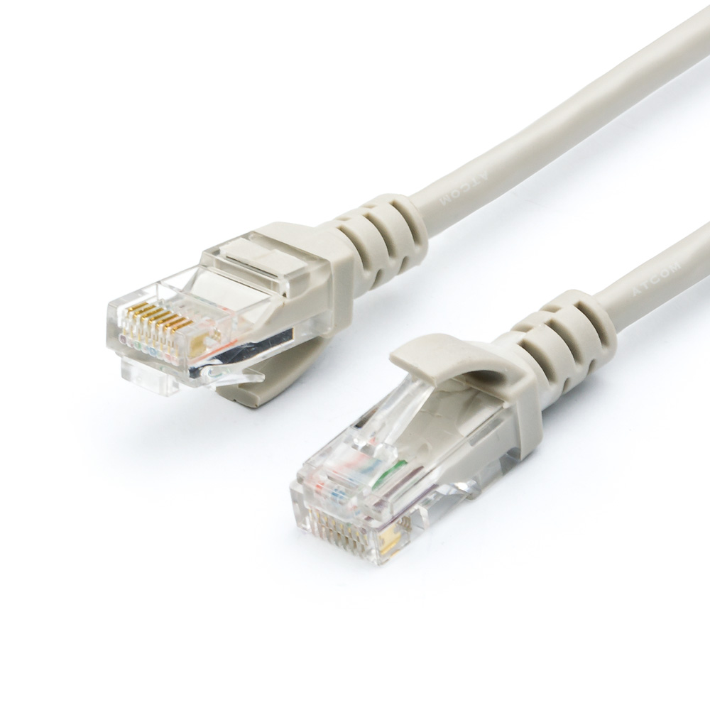 Патч-корд UTP кат5e 1м RJ45-RJ45 серый ATCOM AT4962AT4962 90₽