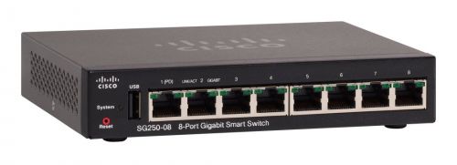 

Коммутатор Cisco SG250-08, управляемый, кол-во портов: 8x1 Гбит/с (SG250-08-K9-EU), SG250-08