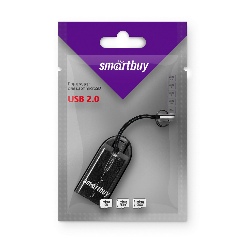 

Картридер картридер Smartbuy 707, microSD, USB 2.0, черный (SBR-707-K), 707