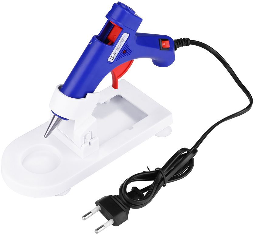 

Клеевой пистолет 20Вт, ⌀ стержня 7мм, стержней в комплекте: 2шт., от сети, 5 г/мин, Deko DKGG20, синий (063-4968) подставка, DKGG20