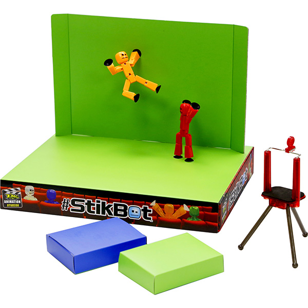 

Игровой набор Stikbot "Анимационная студия со сценой", 2 фигурки, штатив для мобильного телефона, двухсторонняя сцена, 2 коробки-опоры, взаимодействие с приложением (TST617), "Анимационная студия со сценой"