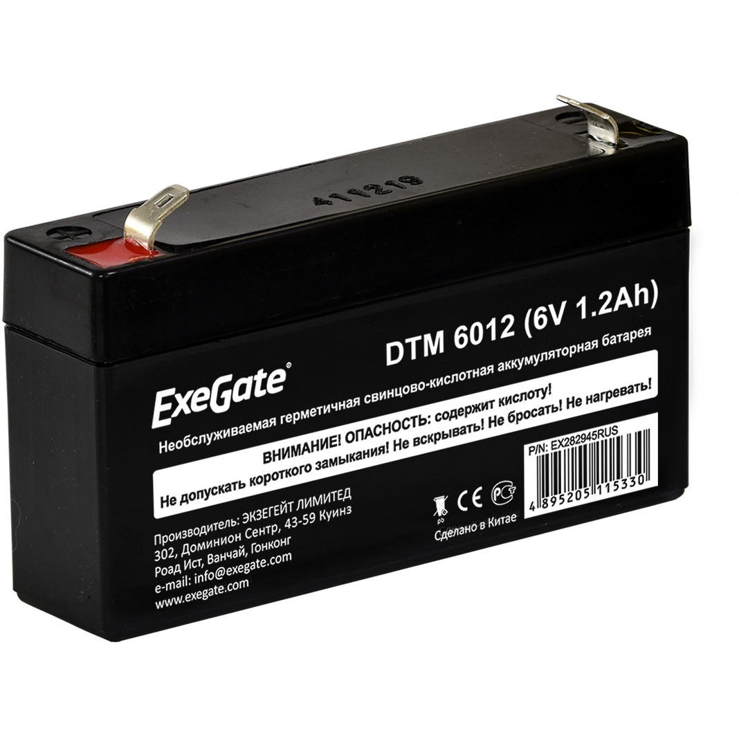 

Аккумуляторная батарея для ОПС Exegate DTM 6012, 6V, 1.2Ah (EX282945RUS), DTM 6012