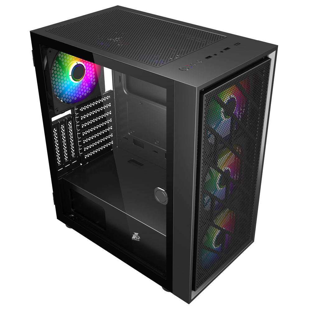 

Корпус 1STPLAYER AR-7, ATX, Midi-Tower, USB 3.0, RGB подсветка, черный, без БП (AR-7-4G6P), AR-7