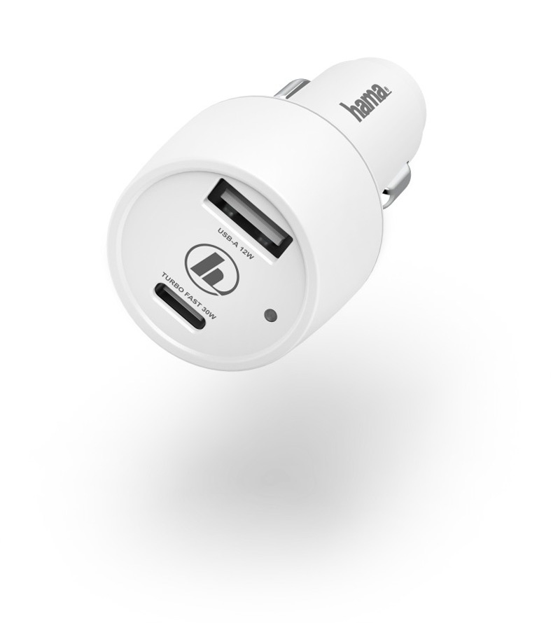 

Автомобильное зарядное устройство Hama H-183322, 1xUSB, 1xUSB Type C, 3А, QC, PD, белый (00183322), H-183322