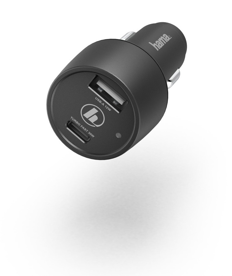 

Автомобильное зарядное устройство Hama H-183323, 2USB, USB Type C, 3A, QC, PD, черный (00183323), H-183323