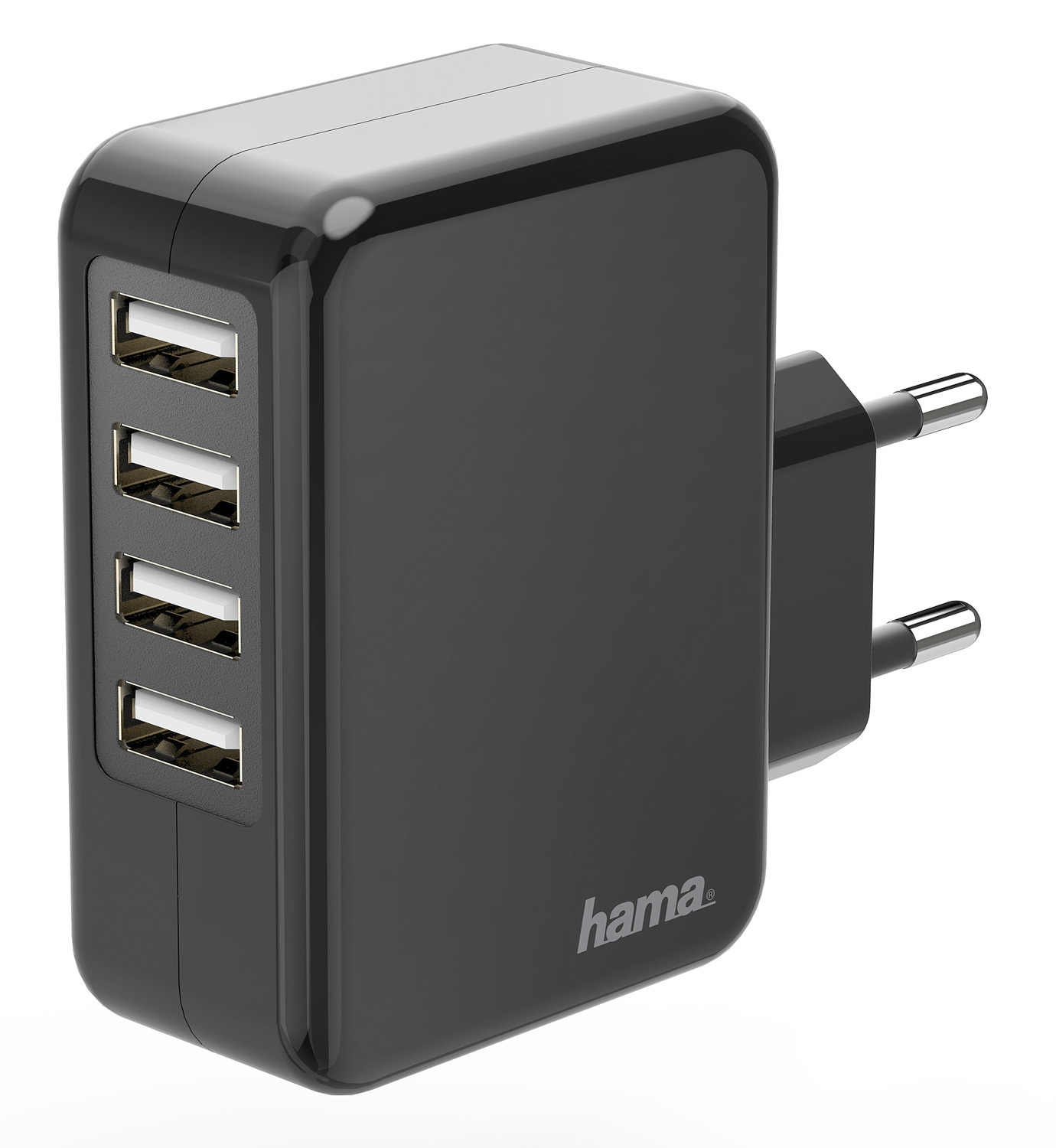

Сетевое зарядное устройство Hama H-173676 24W, 4USB, 1.2A, черный (00173676), H-173676