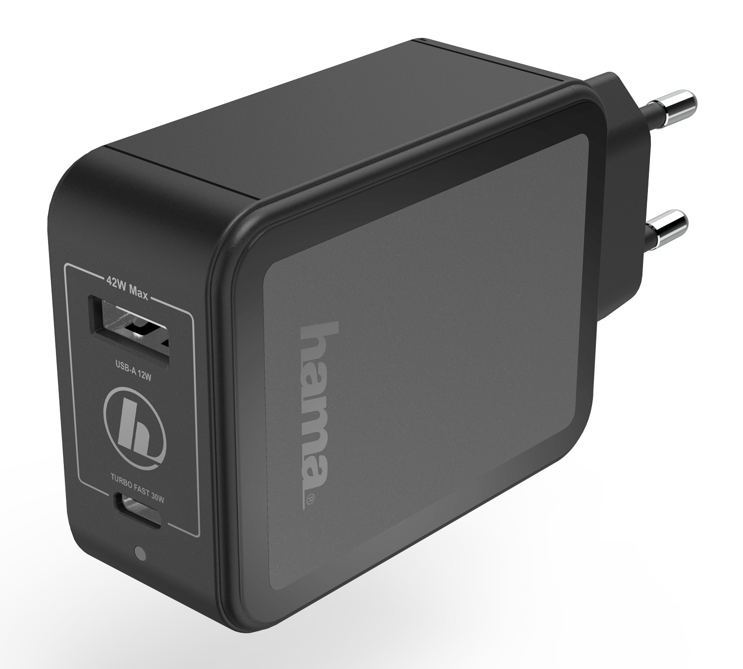 

Сетевое зарядное устройство Hama H-183321 42W, 1USB, USB/USB type-C, USB type-C, Quick Charge, PD, 3A, черный (00183321), H-183321