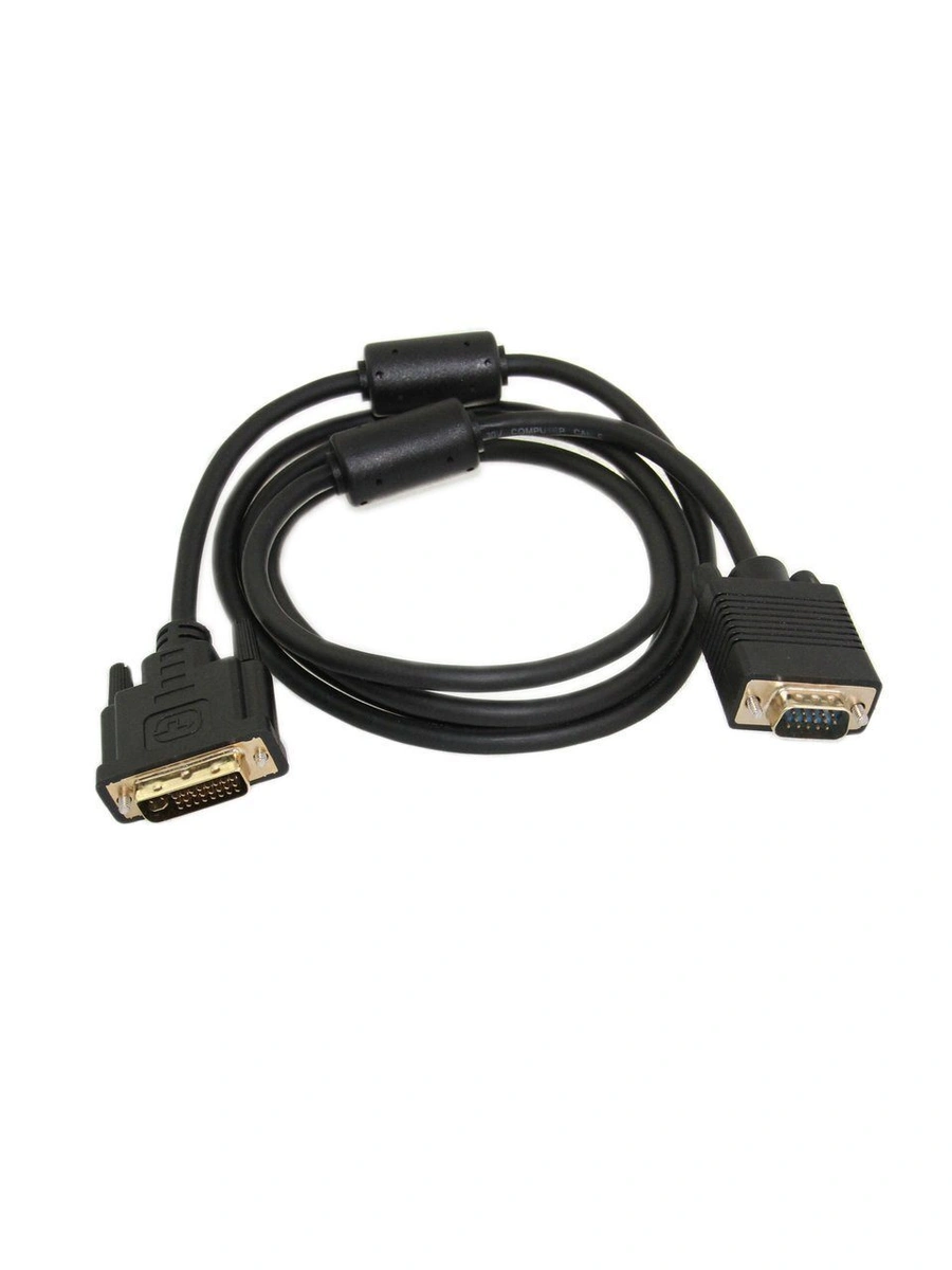 

Кабель-переходник (адаптер) DVI (24+5)-VGA(15F), ферритовый фильтр, 1.8 м, черный Telecom (TA680F-1.8M)