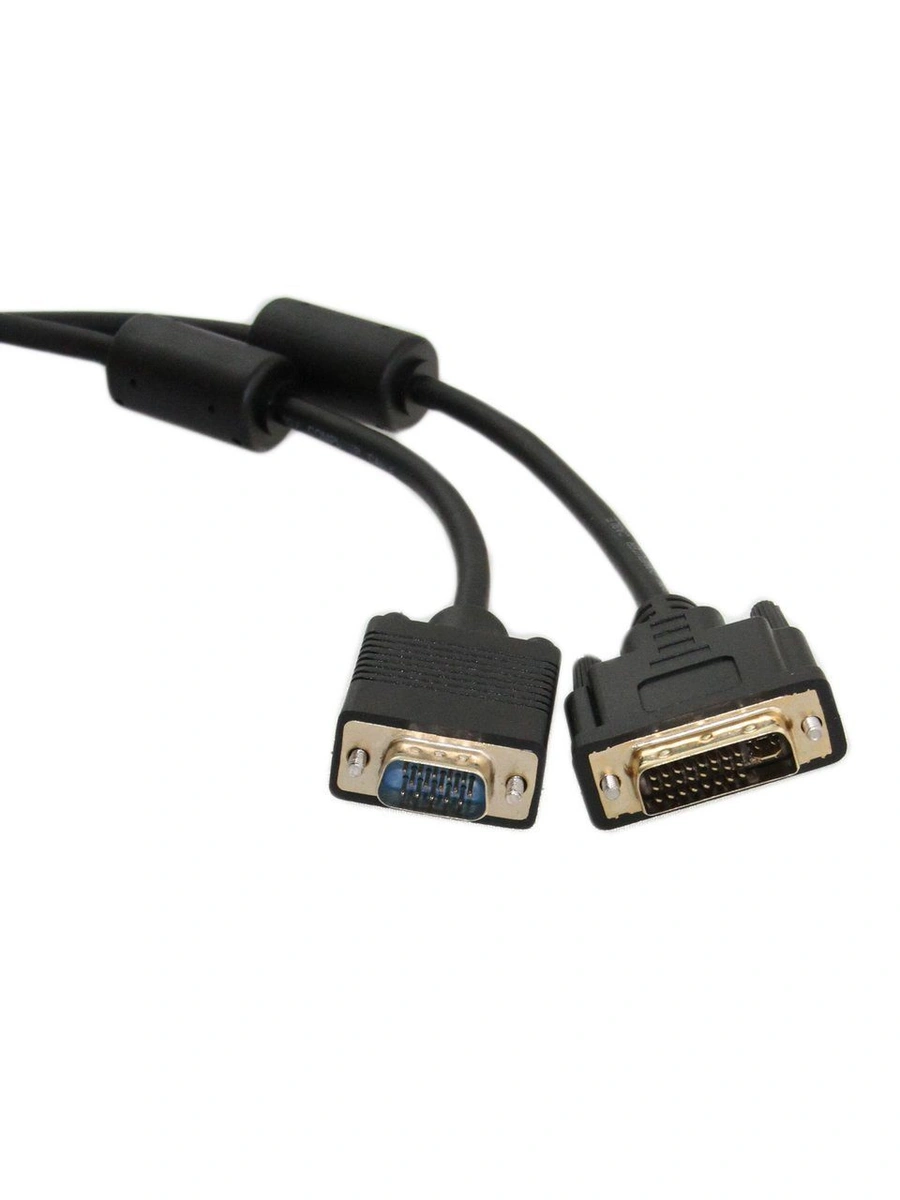 

Кабель-переходник (адаптер) DVI-I(29M)-VGA(15M), ферритовый фильтр, 1.8 м, черный Telecom (TA680F-1.8M)