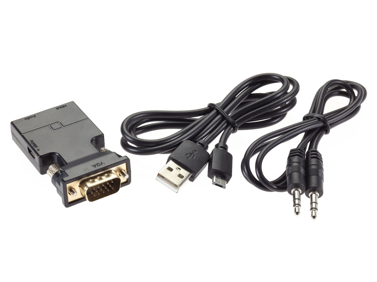 

Переходник (адаптер) HDMI(F)-VGA(M)+audio+microUSB, 5 см, черный VCOM (CA337)