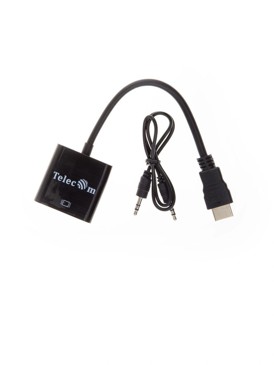 Кабель HDMI(19M)-VGA(15F), 20см, черный Telecom (TA559) - фото 1