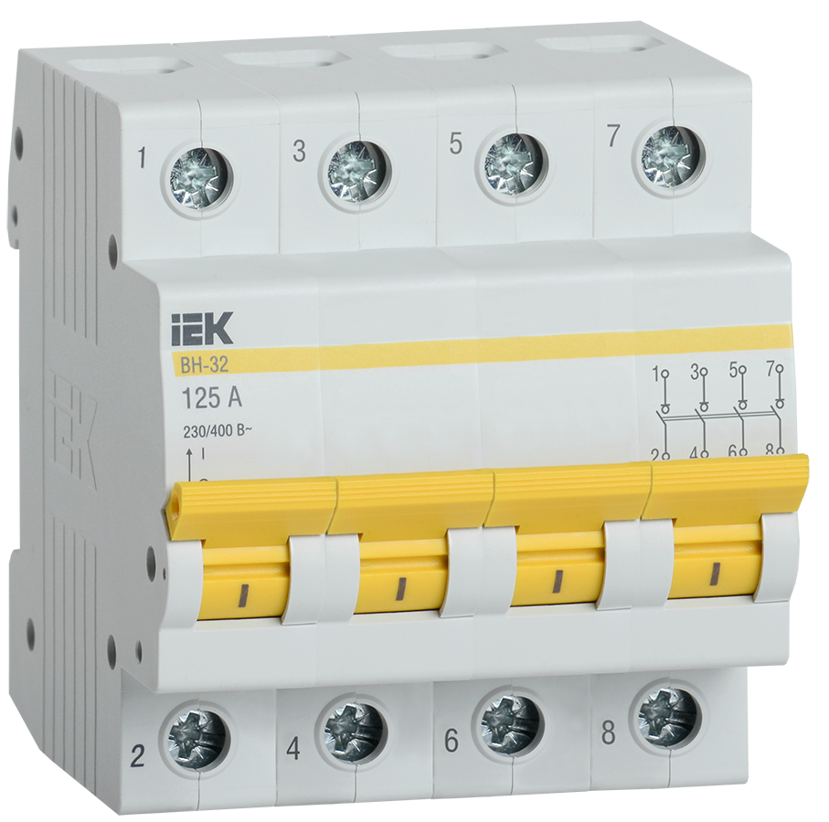 

Выключатель нагрузки 4P 125A, IEK ВН-32 (MNV10-4-125)