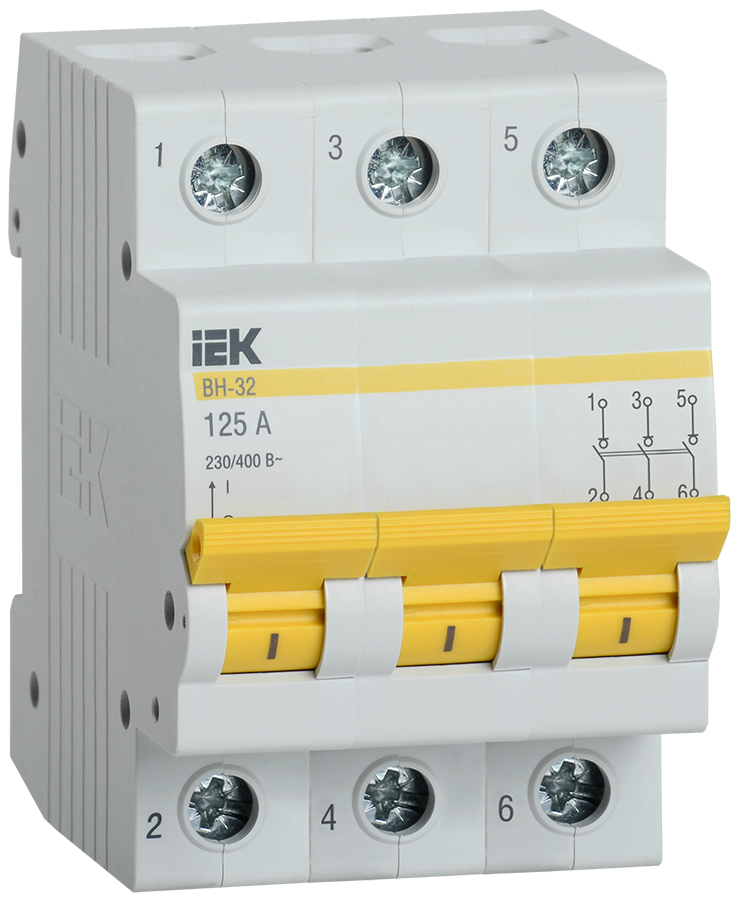 

Выключатель нагрузки 3P 125А, IEK ВН-32 (MNV10-3-125)