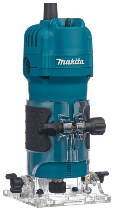 Фрезер кромочный (триммер) Makita 3710, сетевой, 530Вт, скорость вращения - 30000 об/мин, глубина фрезерования 40мм, размер цанги 6мм, 1.5кг