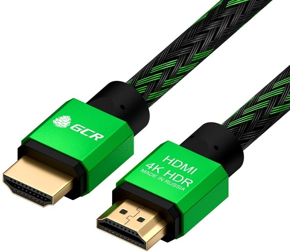 Кабель HDMI(19M)-HDMI(19M) v2.0 4K, экранированный, 30 см, зеленый Greenconnect (GCR-52288)