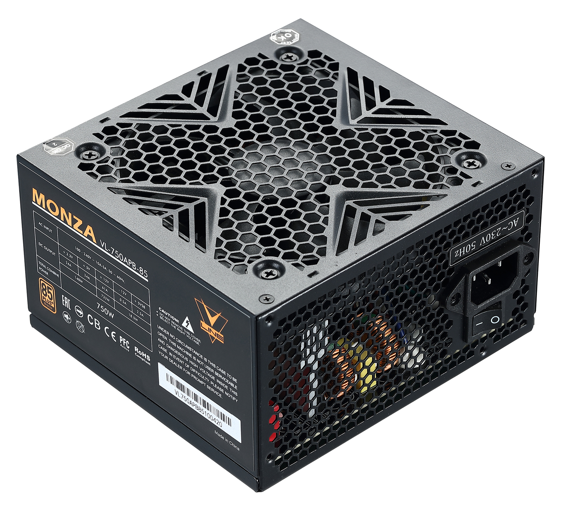 

Блок питания 750 Вт ATX V-LINE MONZA, 120 мм, 80 Plus Bronze, Retail (VL-750APB-85)