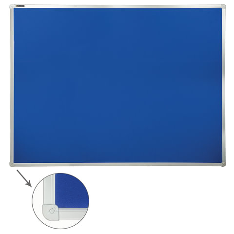 Демонстрационная доска Brauberg пробковая, 90x120см, текстильное покрытие (синий)/алюминий (серый) (231701)