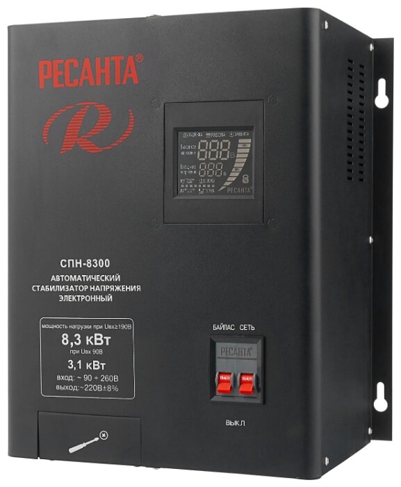 

Стабилизатор напряжения Ресанта СПН-8300, 8.3 кВт, клеммная колодка, черный (63/6/27), СПН-8300