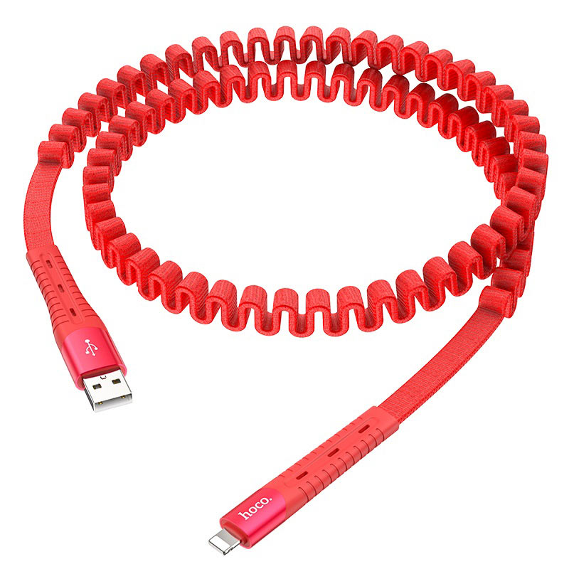 

Кабель USB-Lightning 8-pin, плоский, 2.4A, 1.2м, красный HOCO Cotton U78 (21495), U78