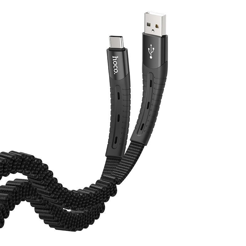 

Кабель USB-Type-C, плоский, 2.4A, 1.2м, черный Hoco Cotton treasure U78 (21525), U78
