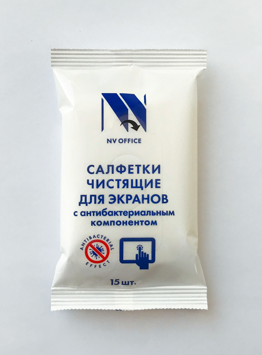 

Салфетки влажные антибактериальные 15шт. для экранов NVO-03-003 NV-Office, -