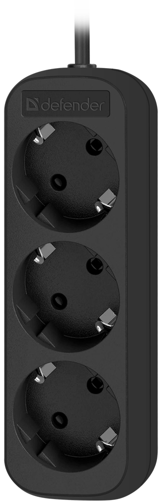 Удлинитель Defender M318, 3-розетки, 1.8м, черный (99321)