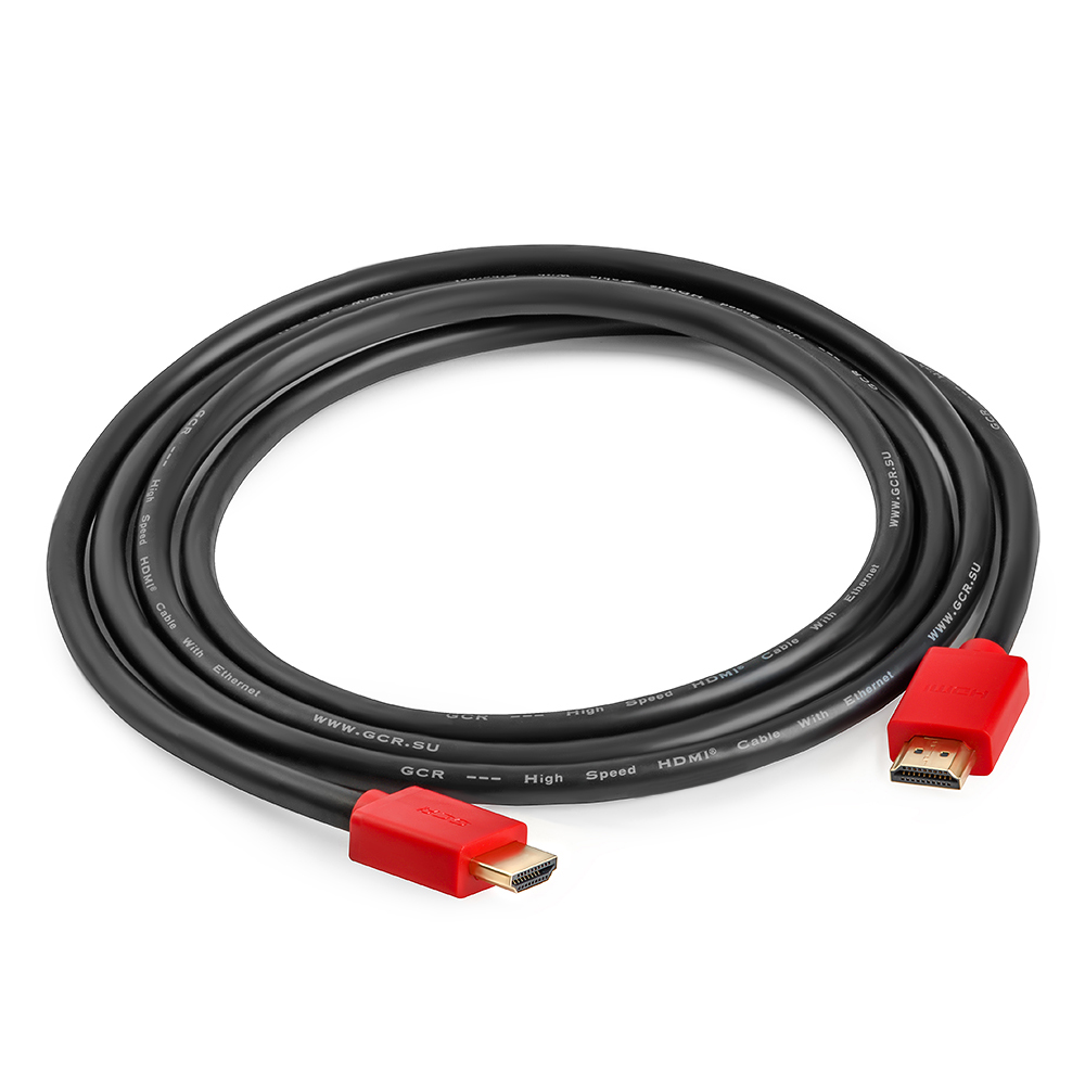 Кабель HDMI(19M)-HDMI(19M) v2.0 4K, экранированный, 30 см, красный/черный Greenconnect (GCR-HM451-0.3m)