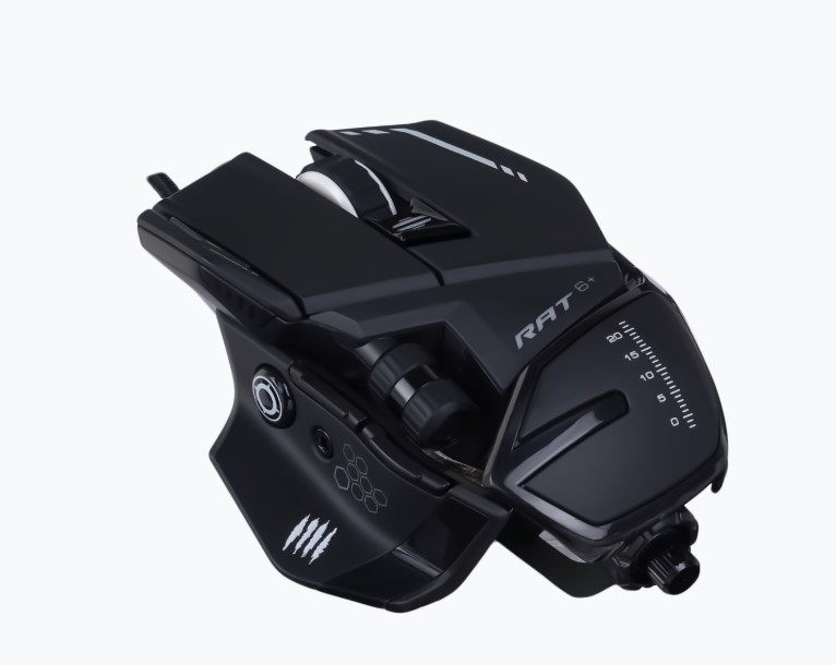 Мышь проводная Mad Catz R.A.T. 6+, 12000dpi, оптическая светодиодная, USB, черный (MR04DCINBL000-0)