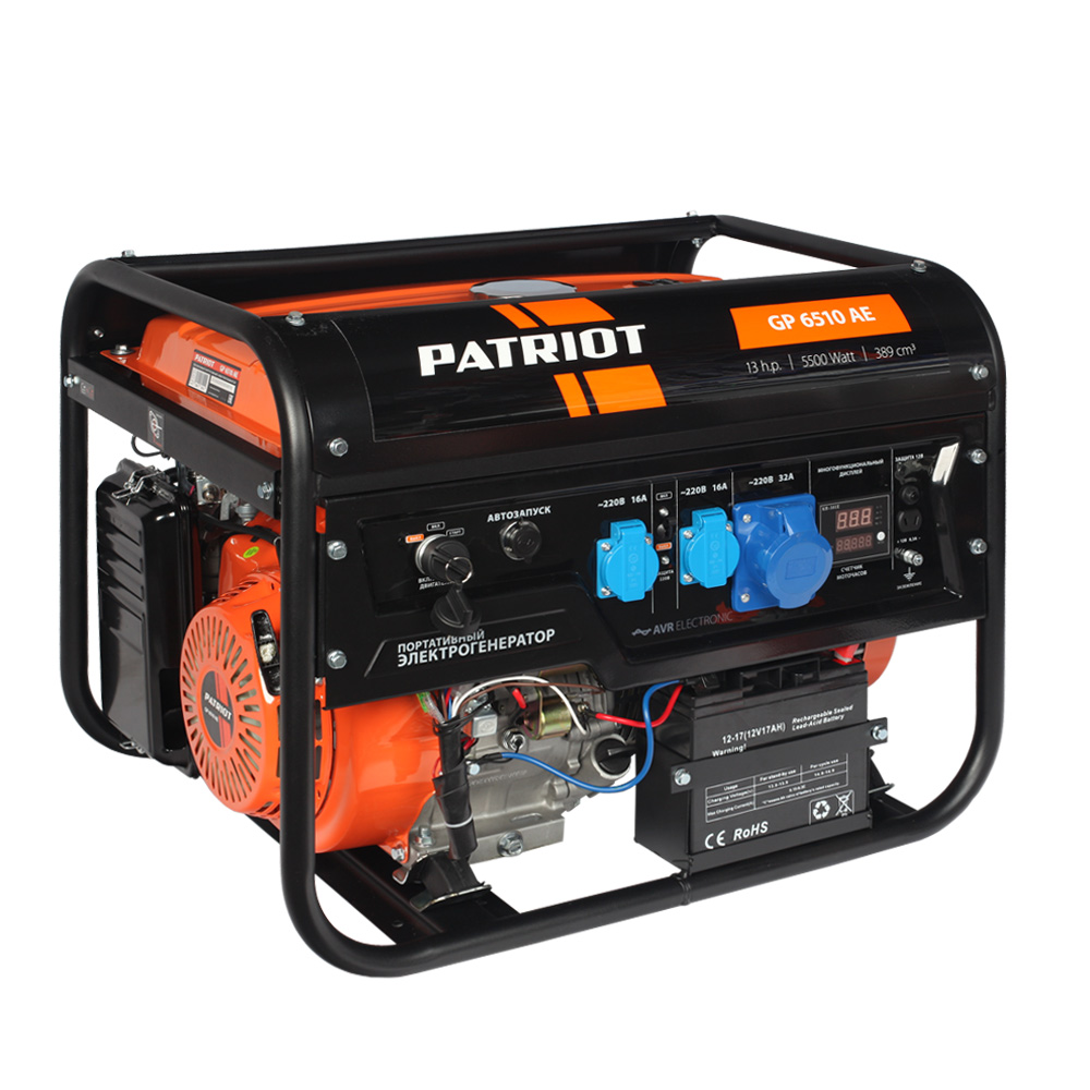 Электрогенератор PATRIOT GP 6510AE, 13 л.с., 5.5 кВт