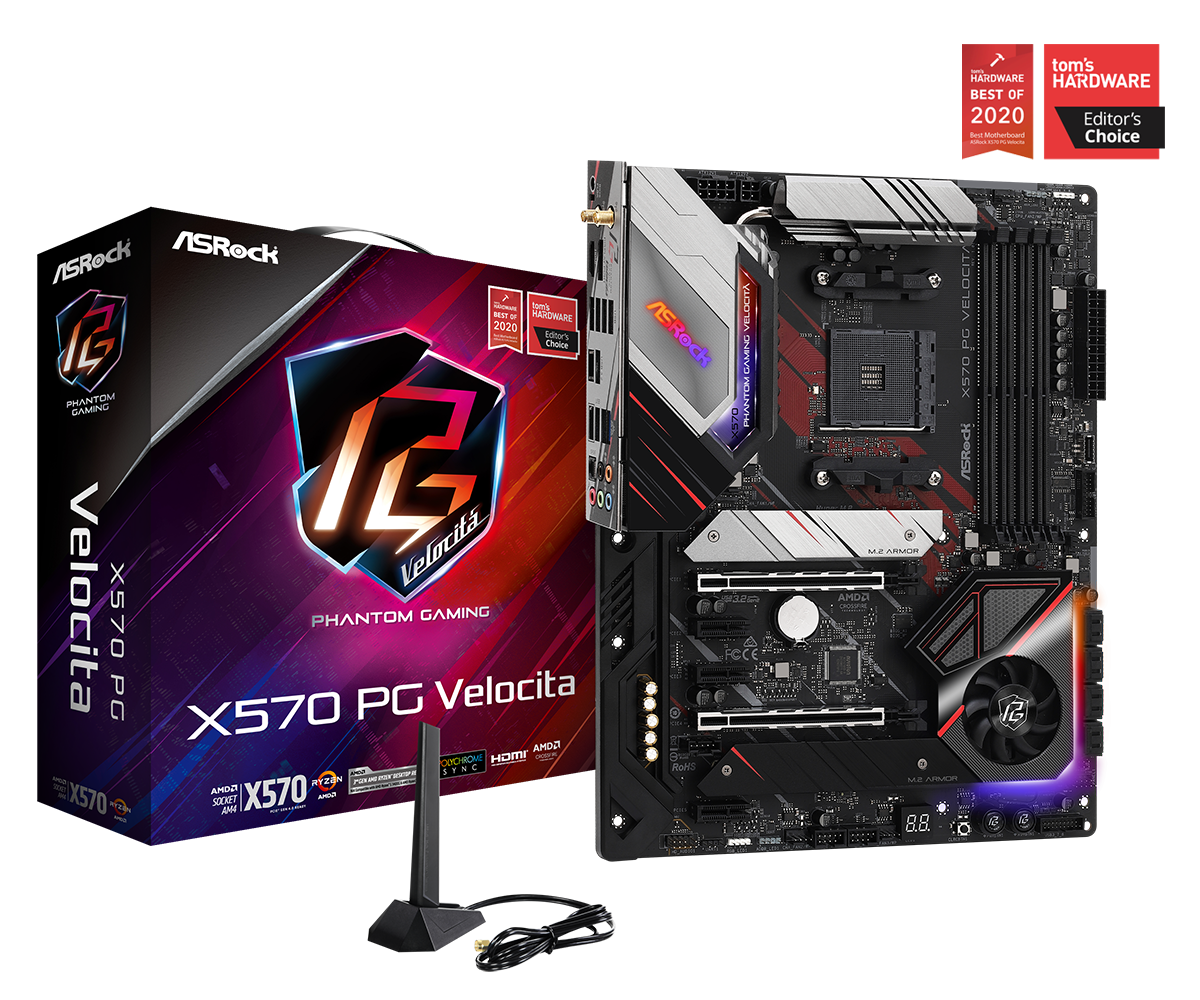 

Материнская плата ASRock X570 PG VELOCITA, SocketAM4, AMD X570, 4xDDR4, 2PCI-Ex16, 8SATA3, 7.1-ch, 2.5GLAN, 11 USB 3.2, 2 USB Type-C, HDMI, DP, ATX, Retail, X570 PG VELOCITA