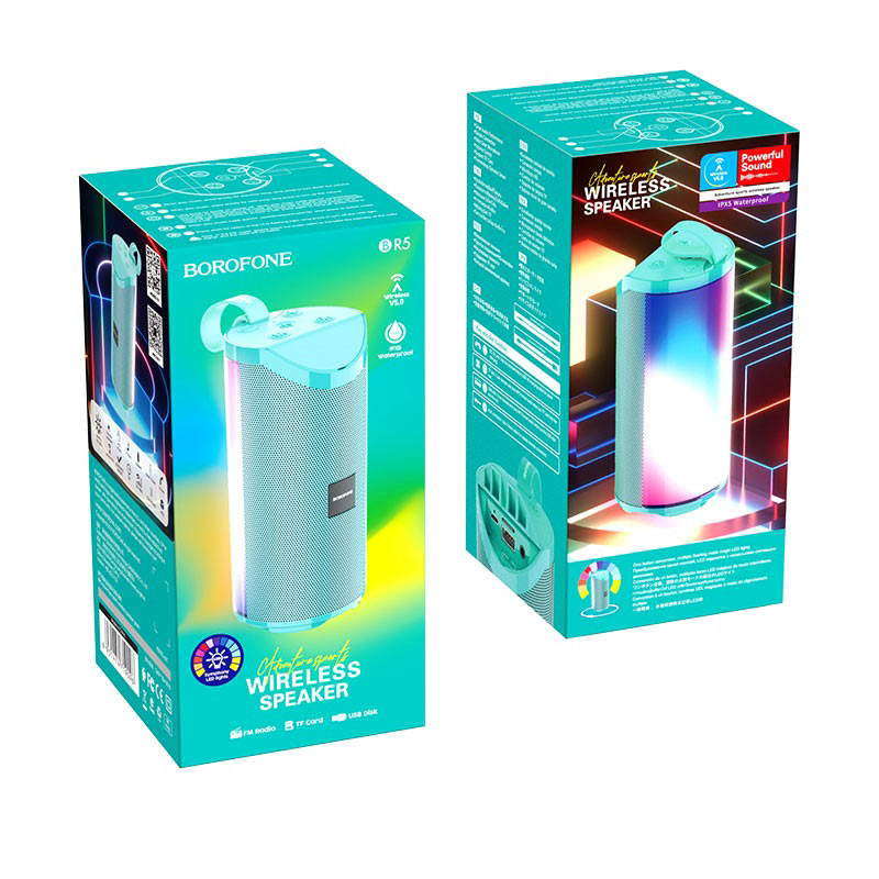 

Портативная акустика Borofone BR5 Adventure, 5 Вт, USB, microSD, Bluetooth, подсветка, зеленый, BR5 Adventure