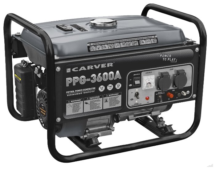 Электрогенератор Carver PPG- 3600А, 6.5 л.с., 2.8 кВт