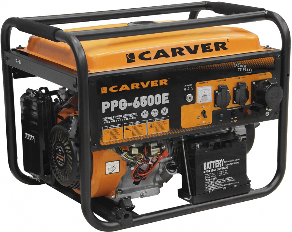Электрогенератор Carver PPG- 6500Е, 13 л.с., 5.5 кВт