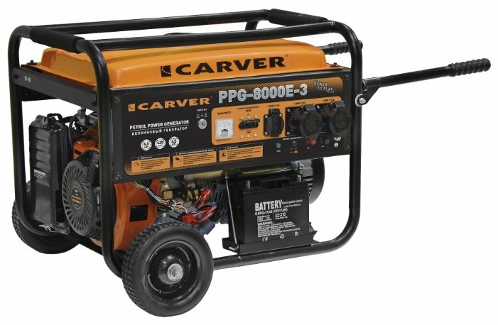 Электрогенератор Carver PPG- 8000E-3, трехфазный, синхронный, бензиновый, 15 л.с., 6.5кВт, 2xEURO 16A (01.020.00013)