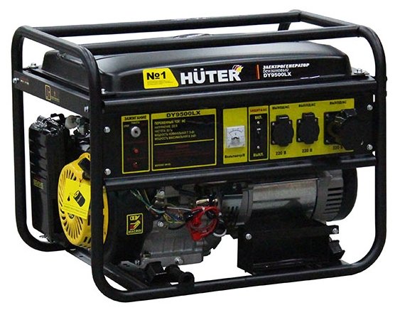 

Электрогенератор Huter DY9500LX, однофазный, синхронный, бензиновый, 15 л.с., 8кВт, 2xEURO 16A + 1x220В 32A (64/1/40), DY9500LX
