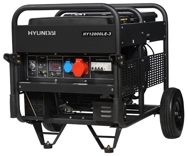 Электрогенератор Hyundai HY 12000LE-3, трехфазный, асинхронный, автозапуск, бензиновый, 22 л.с., 10кВт, 1xEURO 16A