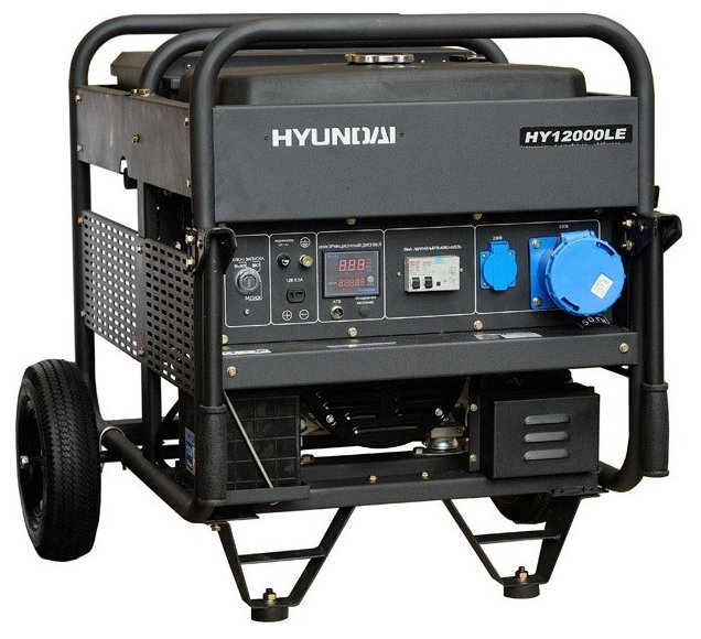 Электрогенератор Hyundai HY 12000LE, однофазный, асинхронный, автозапуск, бензиновый, 22 л.с., 10кВт, 1xEURO 16A + 1x220В 32A