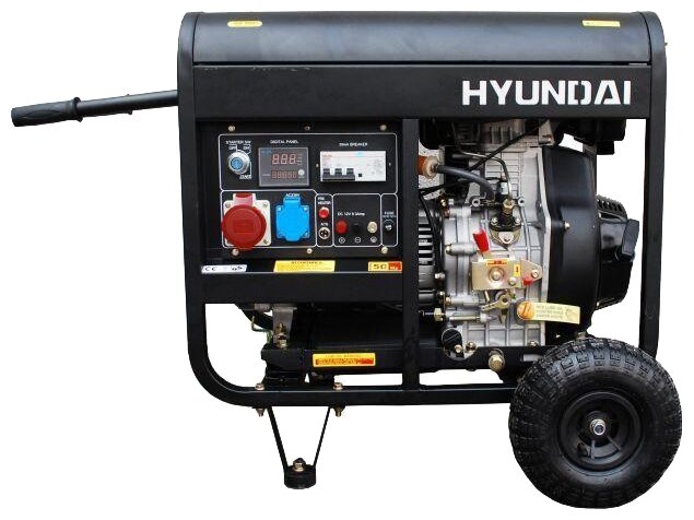Электрогенератор Hyundai DHY 8000LE-3, трехфазный, синхронный, дизельный, 12 л.с., 6кВт, 1xEURO 16A