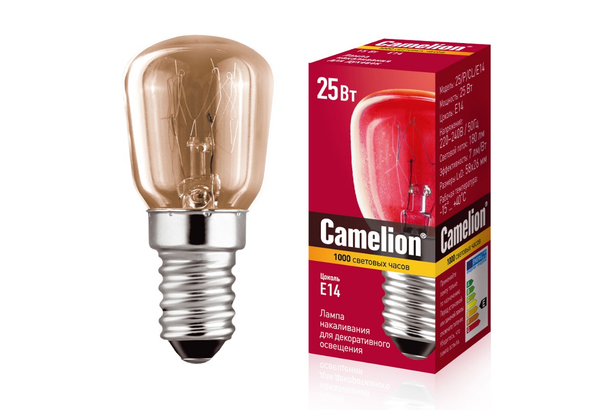 Лампа накаливания E14 трубка/T26, 25Вт, 180лм, Camelion (13649)