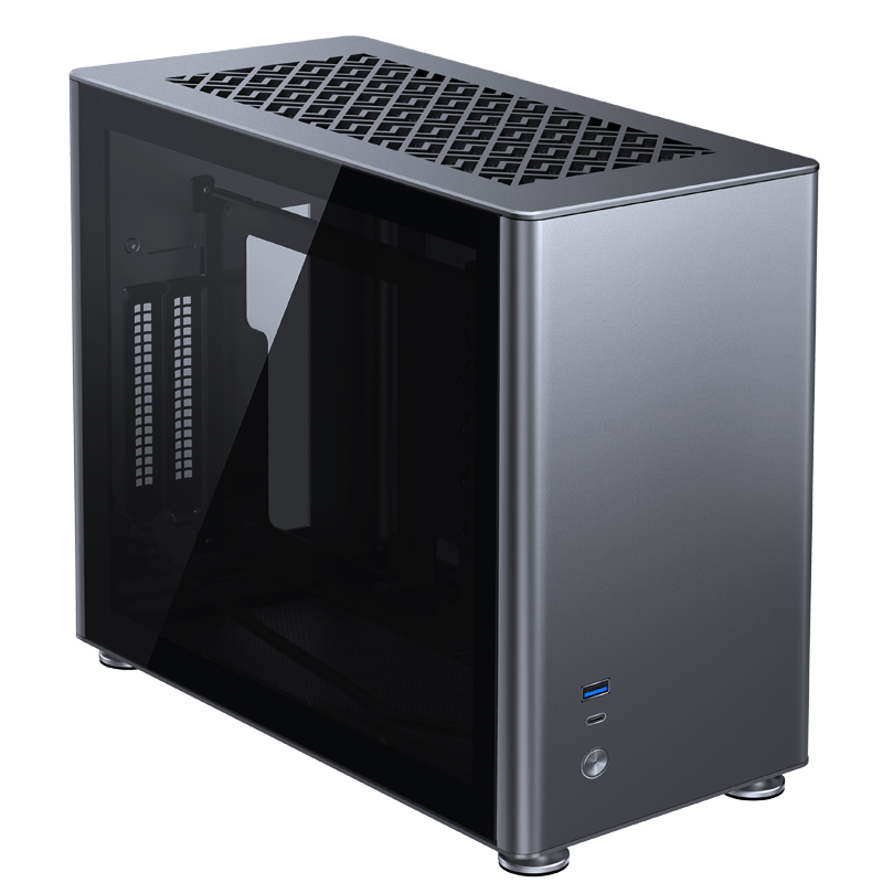 Корпус JONSBO A4, mini-ITX, Mini-Tower, USB 3.0, USB Type-C, серый, Без БП (PCC_JB_A4_Gray)