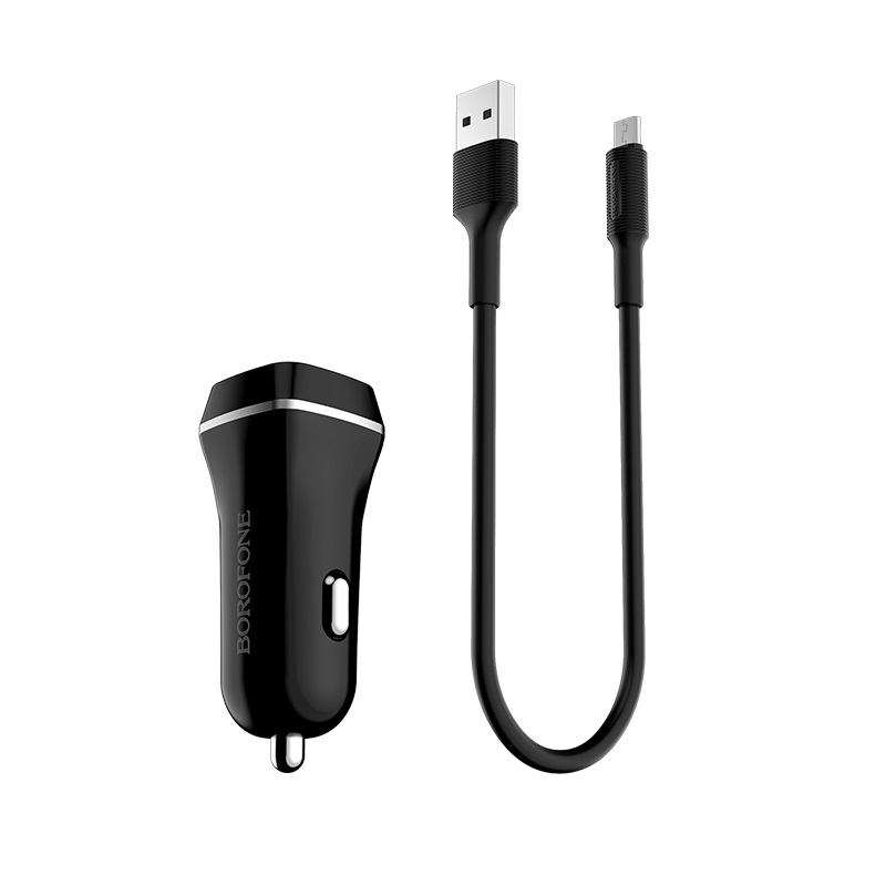 

Автомобильное зарядное устройство Borofone BZ2 Joyroad, 2xUSB, 2.4А, кабель microUSB, черный, BZ2 Joyroad
