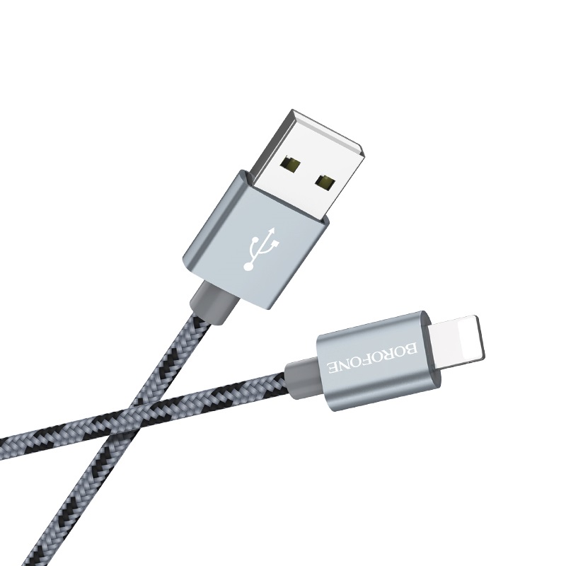 

Кабель USB-Lightning 8-pin, 2.4A, 1м, серый Borofone BX24 Ring, BX24 Ring